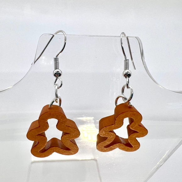 Christmas Earrings - Gingerbread Cookie Cutter Earrings - Dangle Earrings - Picture 3 of 9
